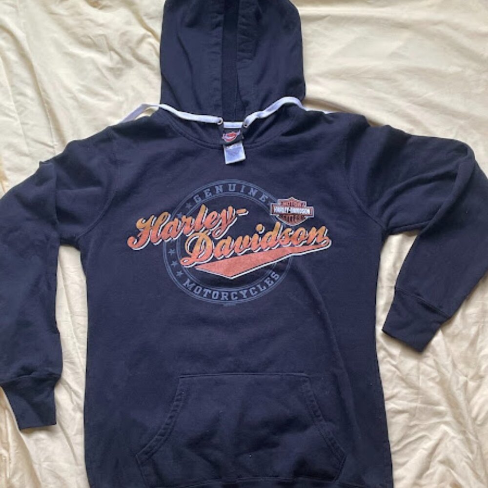 Harley-Davidson | Genuine Motorcycles Graphic Hoodie | Navy Blue | Size M | Used